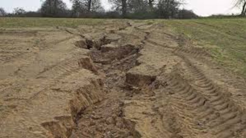 Soil erosion in an arable field